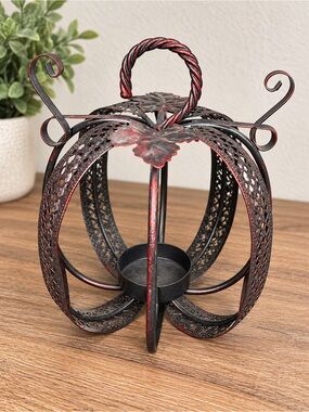 Amazon Metal Pumpkin Lantern - Red and Black Finish